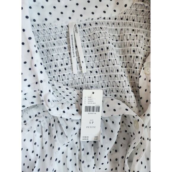 NWT Anthropologie Long-Sleeve Smocked Tiered Maxi Dress Sz SP Polka Dot #9M412 - Picture 11 of 14